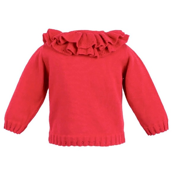 Petit Ami Classics•NWT•Size 6M•Pointelle Ruffle Collar Cardigan•Baby Girl Red ❤️ - Picture 4 of 13